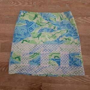 Lilly Pulitzer Blue and Green Mini Skirt